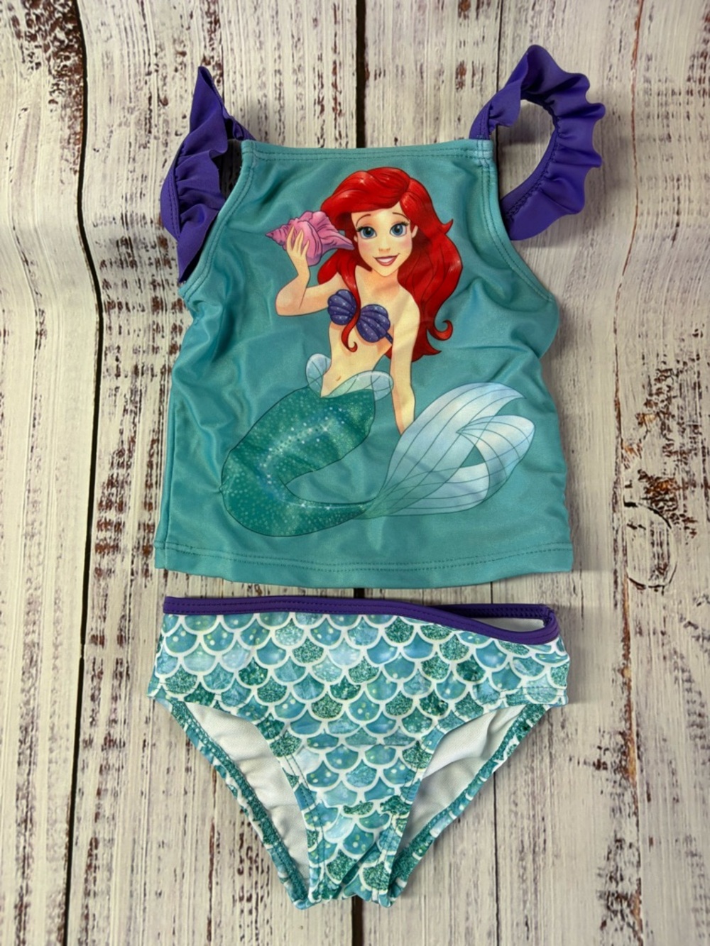 Disney Ariel Girls Tankini Swimsuit in Teal & Purple